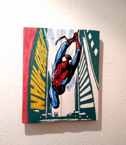 Cuadro Spiderman volando en edificios hombre araña