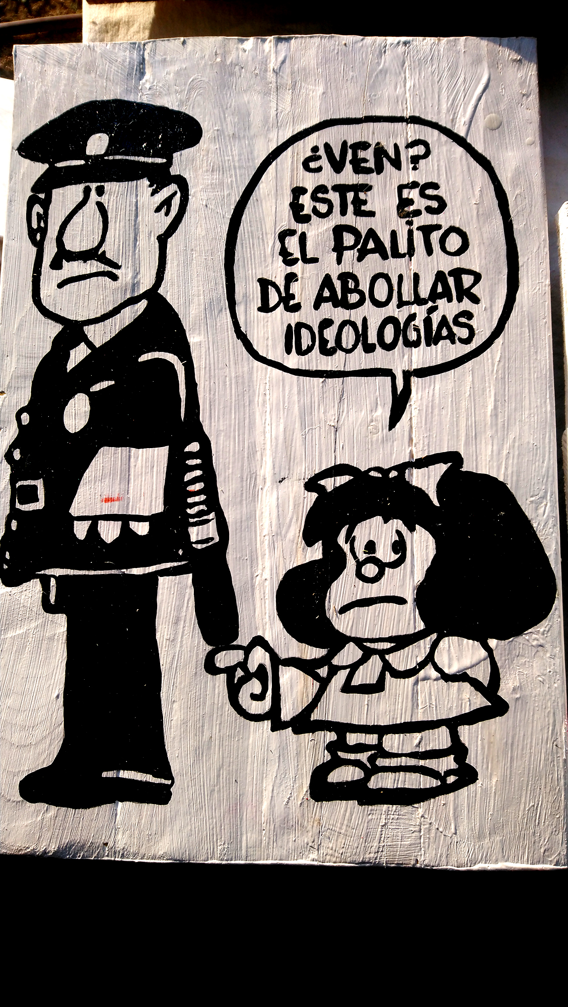 Cuadro Mafald palito de abollar ideologias