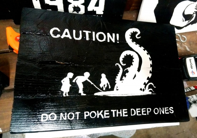 Cuadro cartel caution Lovecraft Cthulhu