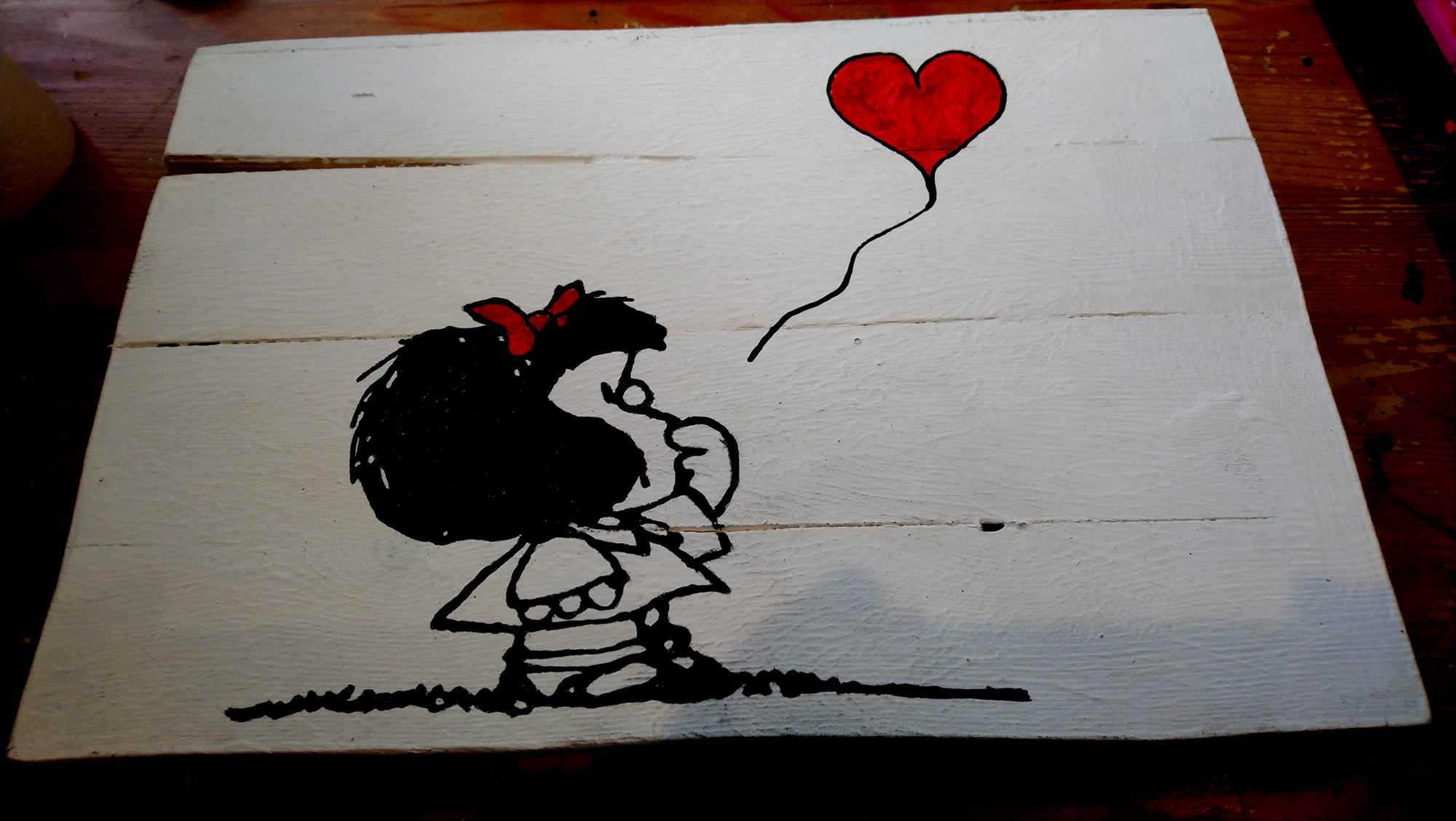 Cuadro Mafalda corazón globo