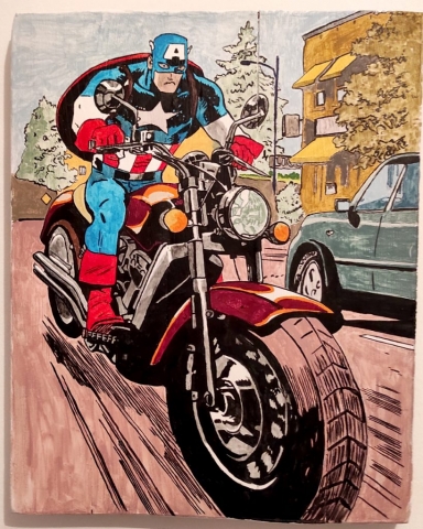 Cuadro capitán américa moto color