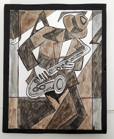 Cuadro trompetista Jazz Cartel clásico