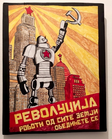 Cartel socialista robot revolución