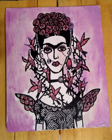 Cuadro Frida Kahlo colibries