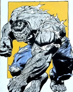 Hulk en ilustración estilo cómic, obra artística de Irreverentes