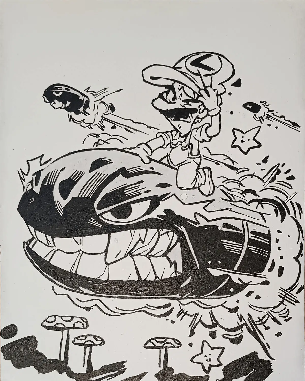 Lee más sobre el artículo Mario Bros blanco y negro ( 40 €)