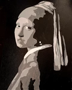 Cuadro pintado a mano inspirado en La joven de la perla de Johannes Vermeer