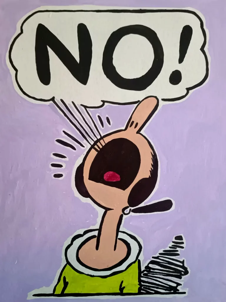 Olivia Popeye gritando NO estilo cómic Irreverentes