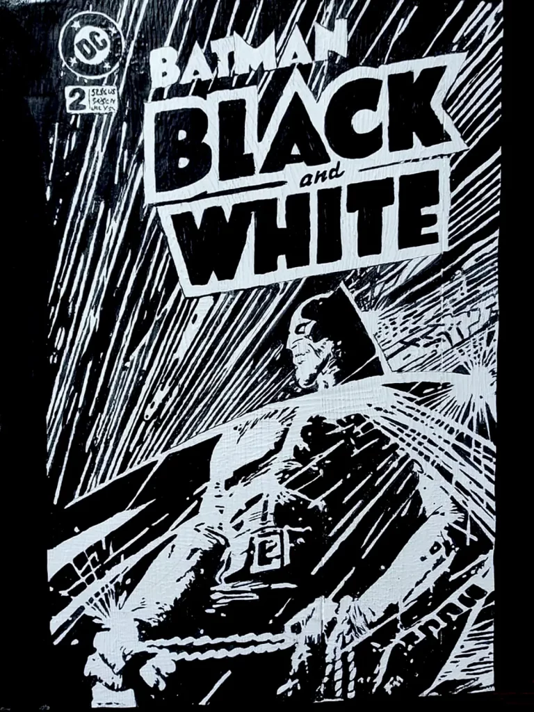 Batman Black and White ilustración cómic en blanco y negro estilo noir